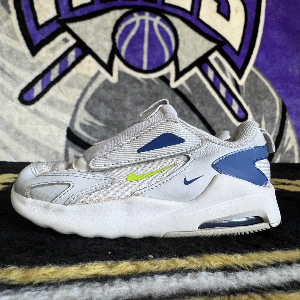Size 10c - Nike Air Max Unisex Kids Low Top Hook & Loop Mesh Sneakers White/Gray